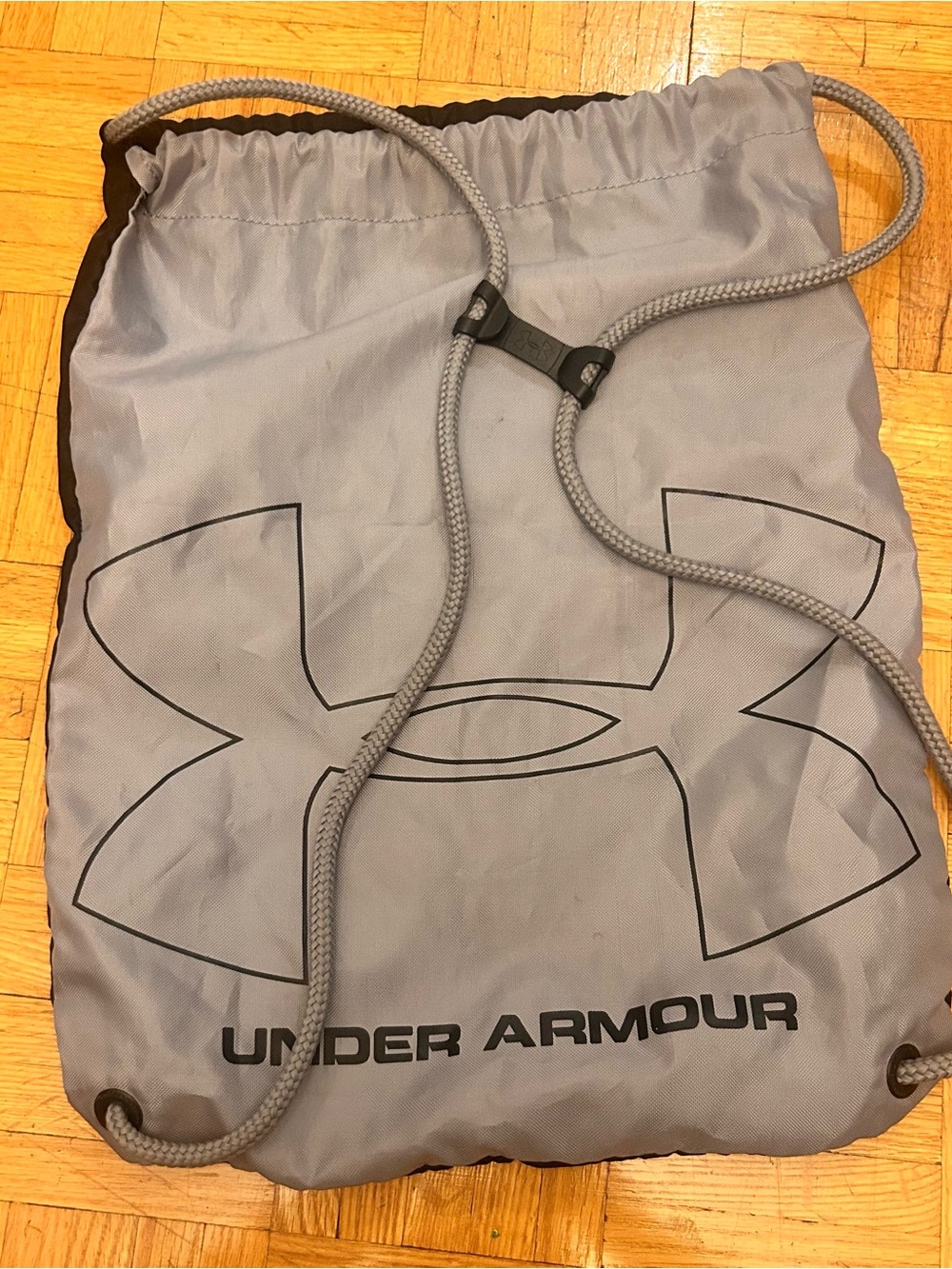 Under Armour Gray Black Logo Drawstring Gym Backpack